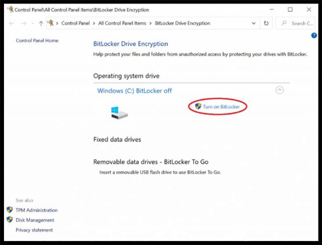 Turn on Bitlocker